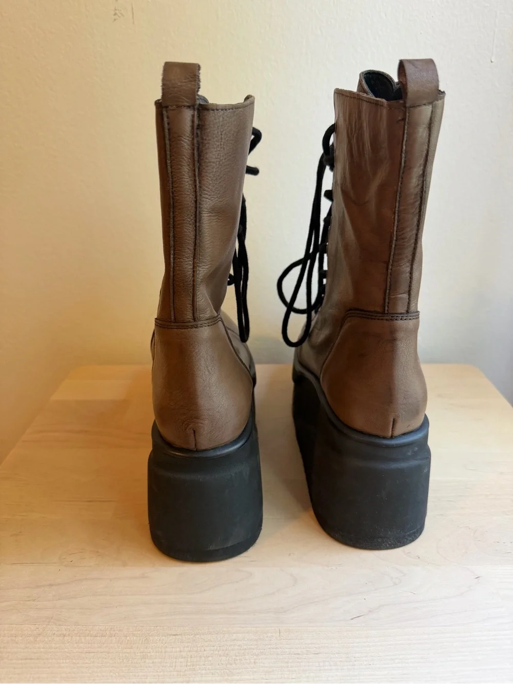Free People Platform Lace-Up Ankle Boots in Brown